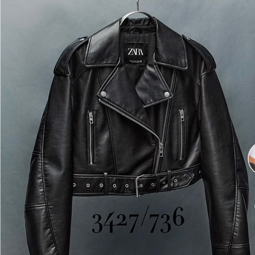 NWT Zara Cropped faux leather jacket